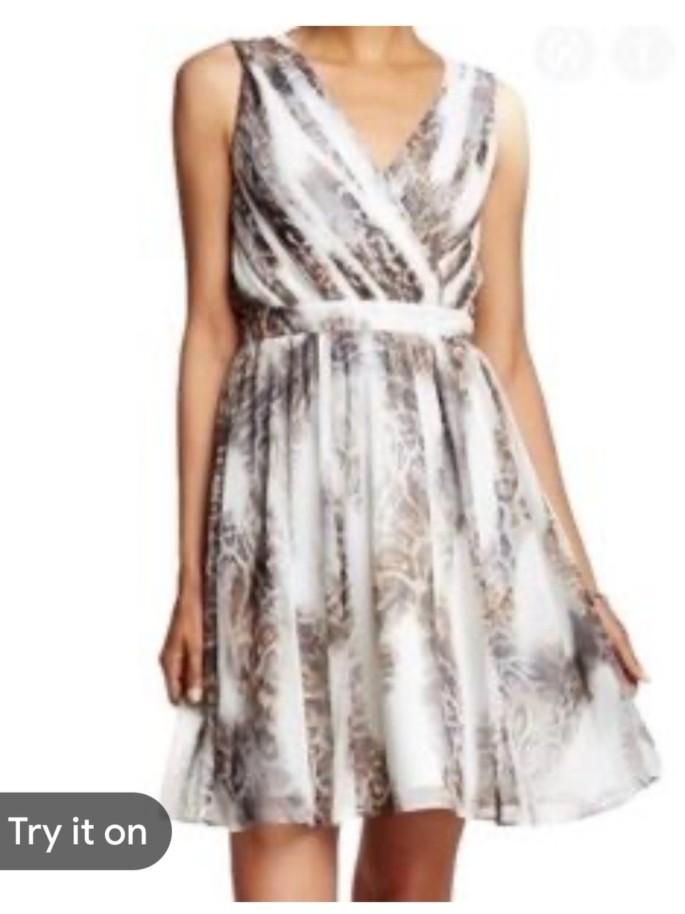 Catherine Malandrino White and Animal Print Dress with back cut outs, size 4